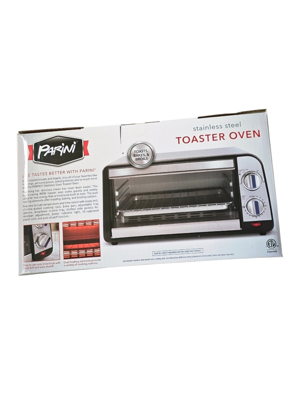 Parini Stainless Steel 800W Toaster Oven Toast Bake Broil NIB - Picture 2 of 5
